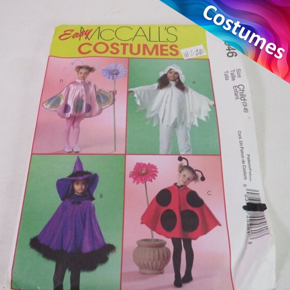 McCalls 4946 Halloween EASY Costumes Kids 3-8 UNCUT Flower, Witch, Ladybug